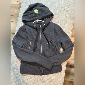 VTG Lululemon Hoodie Full Zip Jacket Heathered Charcoal Gray Flawed size 8